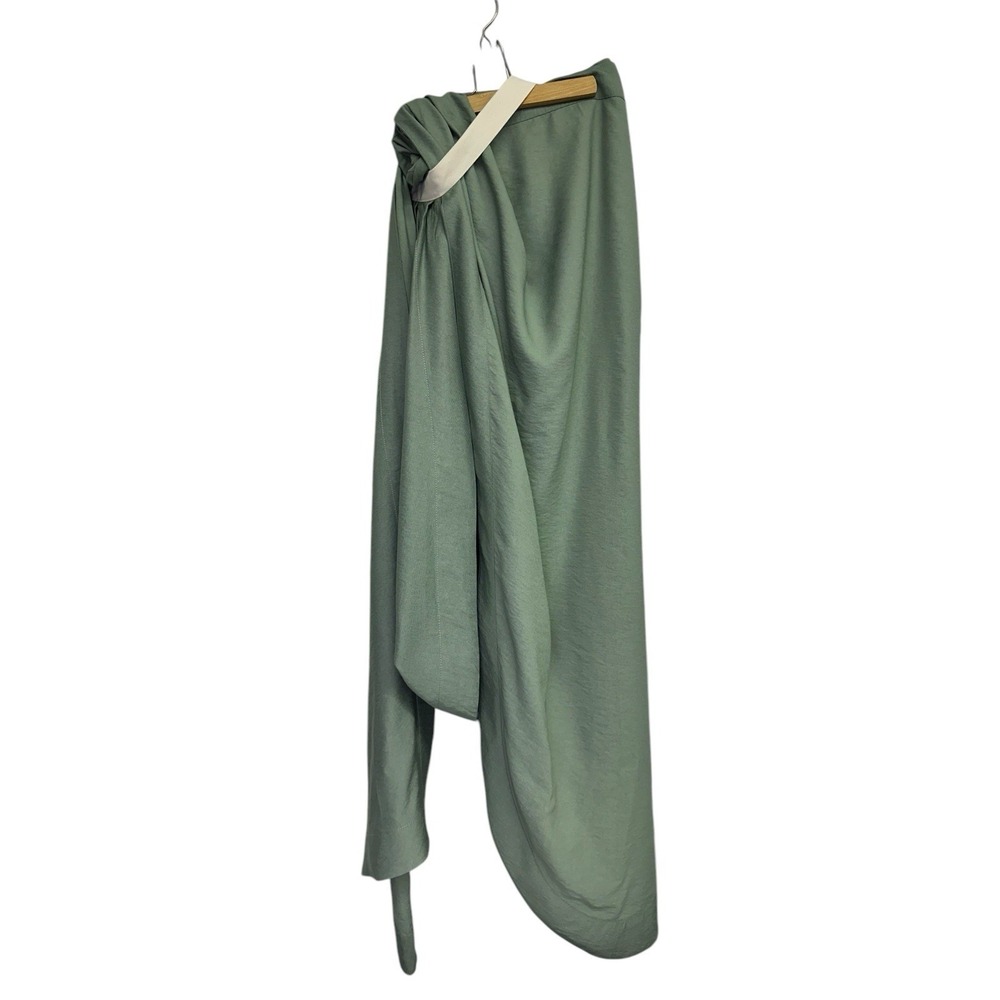 Jacquemus Abanada Draped Embellished Twill Maxi Skirt Euro Size 36 Sage Green - Picture 2 of 15